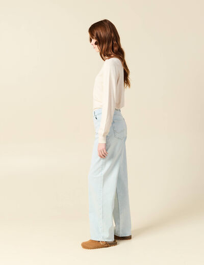 Jeans large taille haute denim snow bleu femme