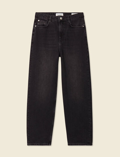 Jeans barrel taille haute denim noir femme