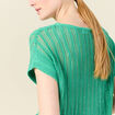 Pull oversize ajour&eacute; col bateau vert menthe femme