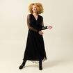 Robe manches longues en voile doubl&eacute;e noir femme