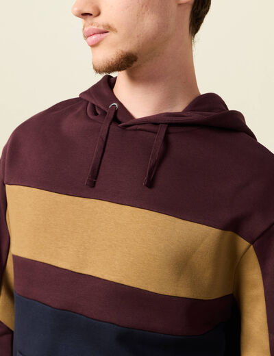 Sweat &agrave; capuche manches longues bordeaux homme