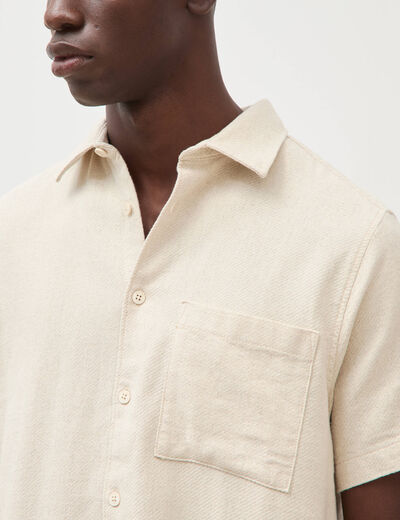 Chemise manches courtes col am&eacute;ricain sable homme