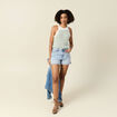 Débardeur tricot ajouré blanc femme