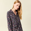 Robe chemise longue évasée bleu marine femme