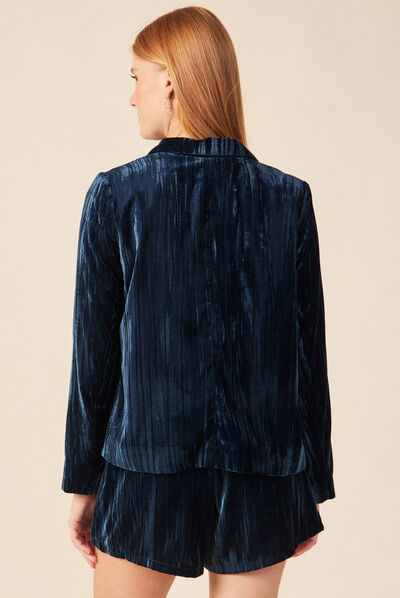 Veste velours éco-responsable bleu canard femme