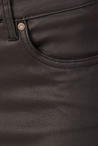 Jeans bootcut enduit 7/8ème denim noir enduit femme