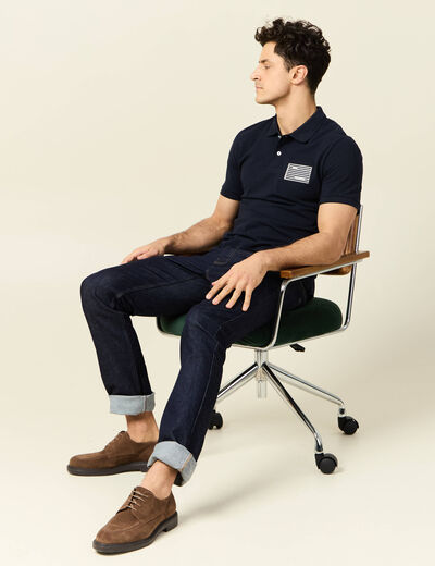 Polo manches courtes bleu marine homme