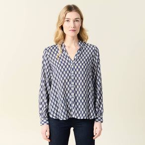 Blouse manches longues bleu femme