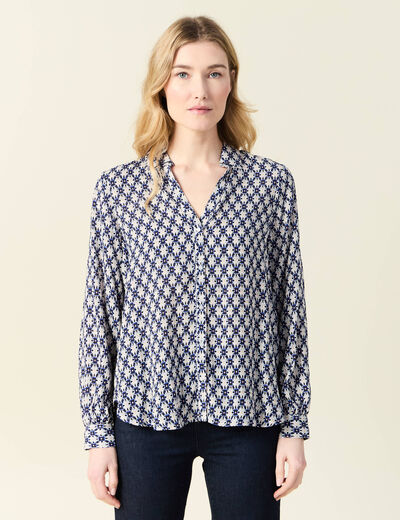 Blouse manches longues bleu femme