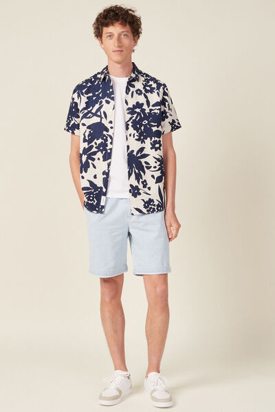 Bermuda droit en jean denim bleach homme