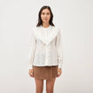 Chemise en coton avec dentelle ecru femme
