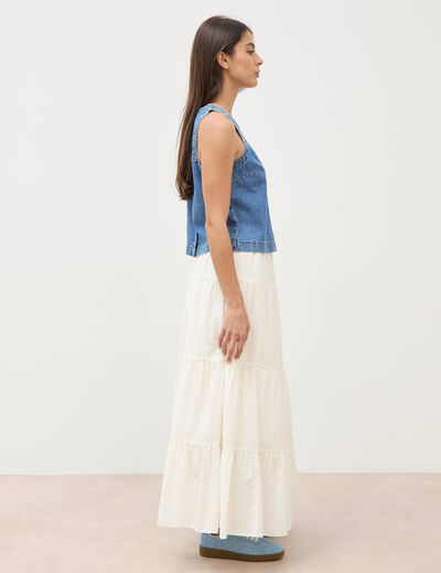 Top col rond sans manches denim used femme