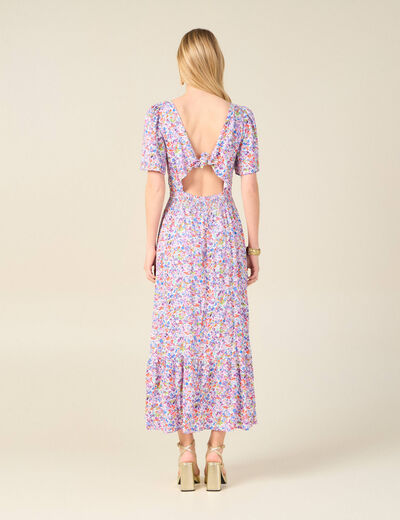 Robe longue évasée rose femme
