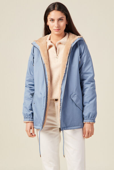 Parka réversible bleu ciel femme