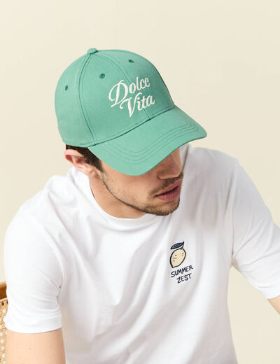 Casquette brodée vert homme