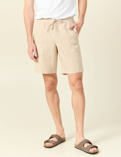 Short droit à coulisse sable homme