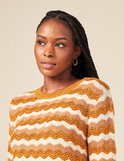 Pull ajouré éco-responsable rouge foncé femme