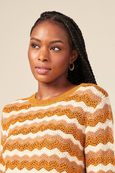 Pull ajouré éco-responsable rouge foncé femme