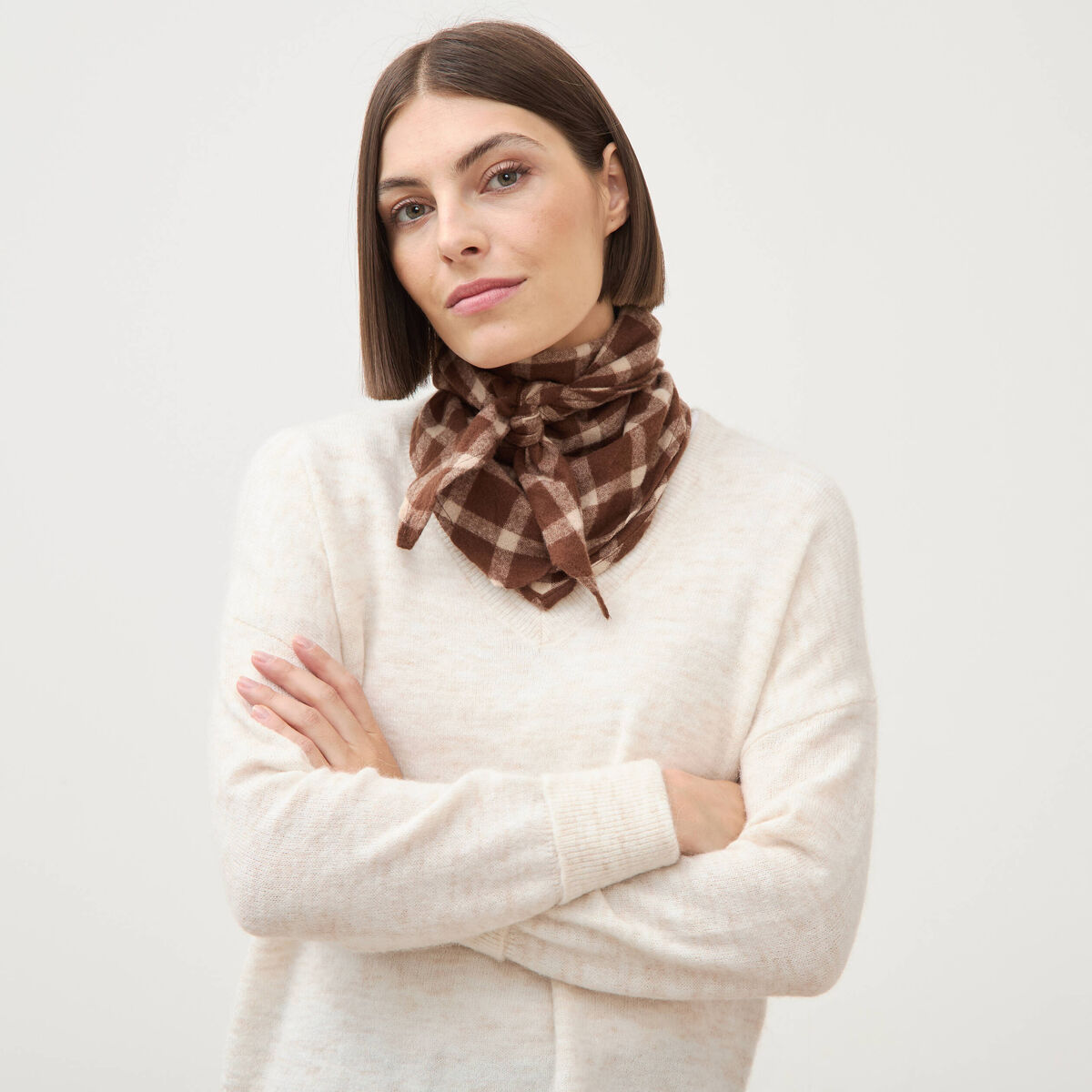 Foulard marron cognac femme