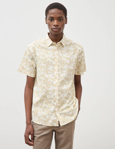 Chemise manches courtes beige homme