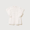 Blouse ample col montant manches courtes ecru femme