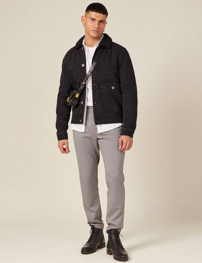 Pantalon chino slim gris homme