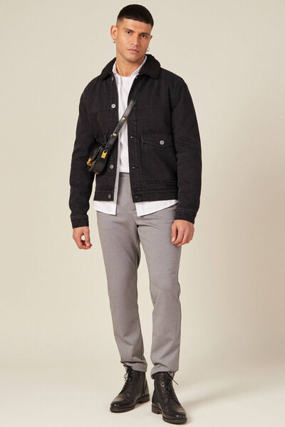 Pantalon chino slim gris homme