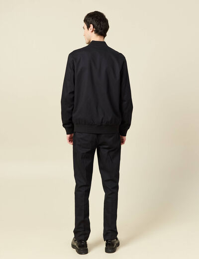 Blouson zipp&eacute; col teddy noir homme