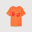 T-shirt droit col rond manches courtes orange femme