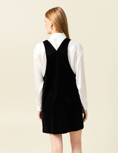 Robe chasuble trap&egrave;ze velours noir femme