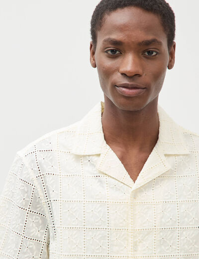 Chemise boyfriend en coton avec broderie ecru homme