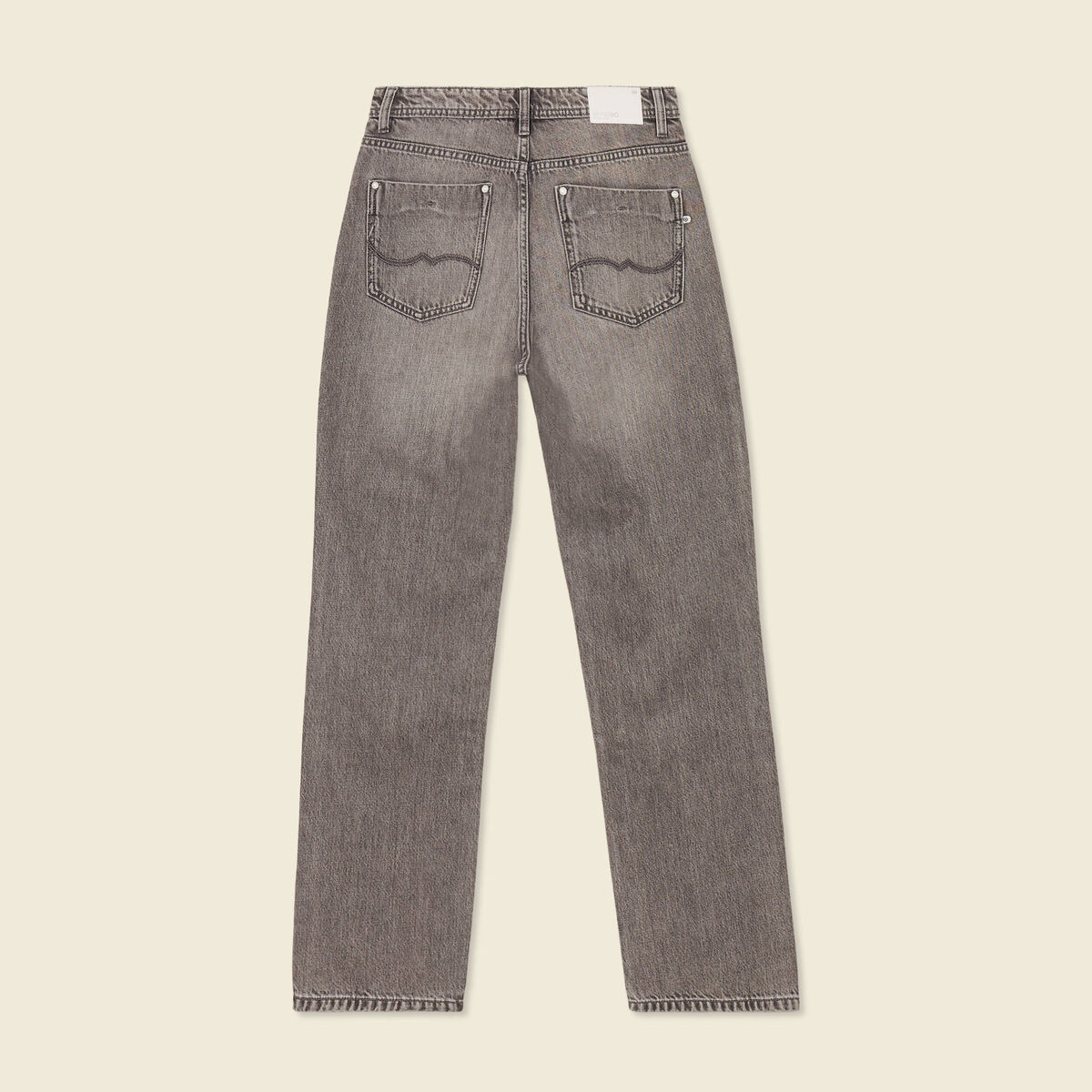 Jeans straight taille haute denim gris clair femme