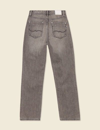 Jeans straight taille haute denim gris clair femme