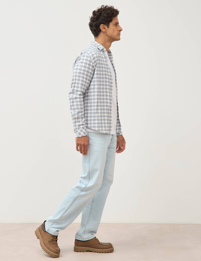 Chemise manches longues bleu fonc&eacute; homme