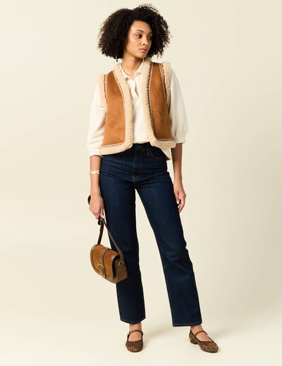 Polo manches 3/4 brillant ecru femme