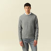 Pull manches longues col rond gris homme