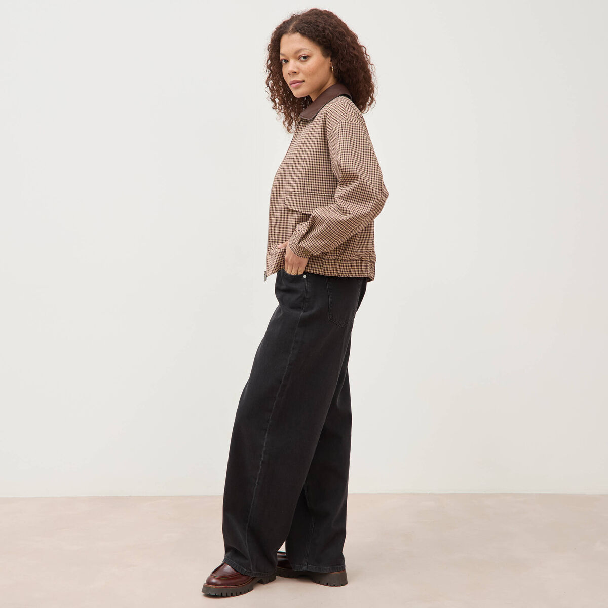 Blouson oversize manches longues doubl&eacute; ficelle femme