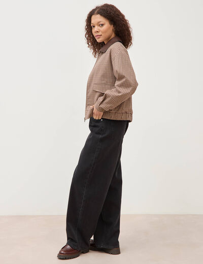 Blouson oversize manches longues doubl&eacute; ficelle femme