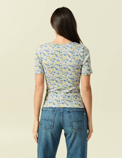 T-shirt manches courtes bleu femme
