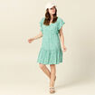 Robe évasée dos en V vert femme