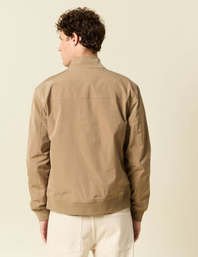Blouson col droit manches longues marron homme