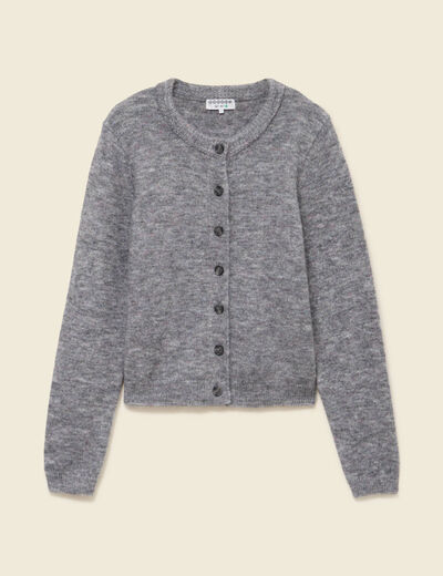 Gilet col rond gris clair femme