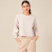 Sweat oversize court manches longues creme femme