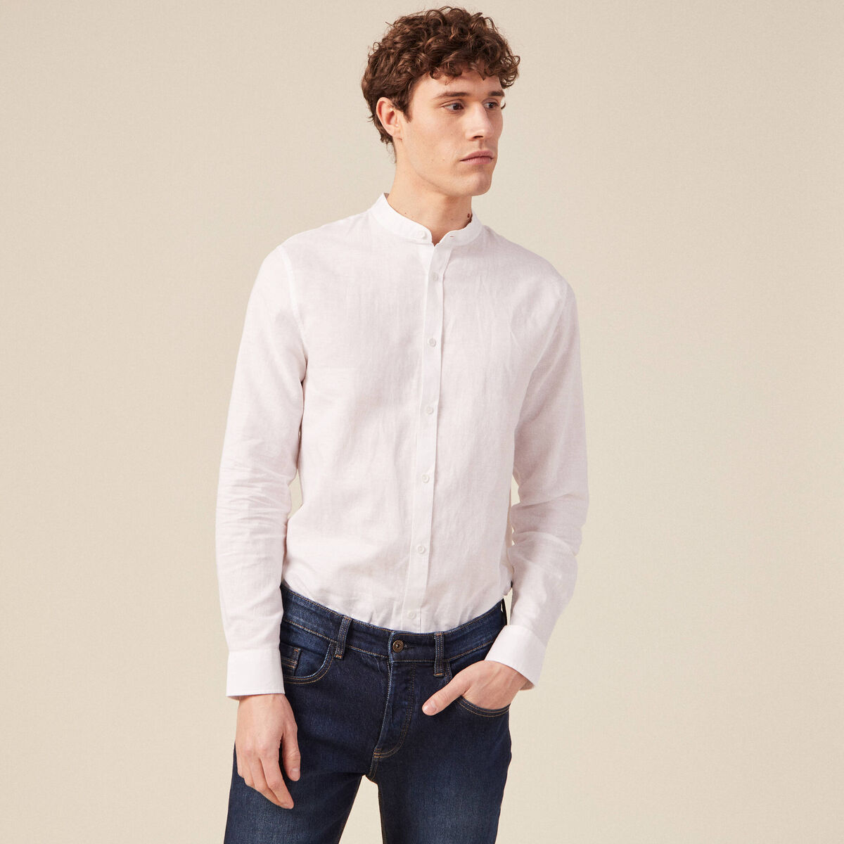 Chemise manches longues blanc homme