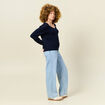 Pull manches longues bleu marine femme