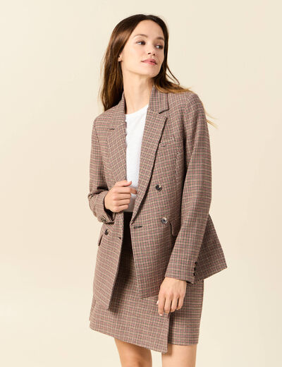 Veste blazer double boutonnage beige femme