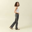 Jeans bootcut denim gris clair femme
