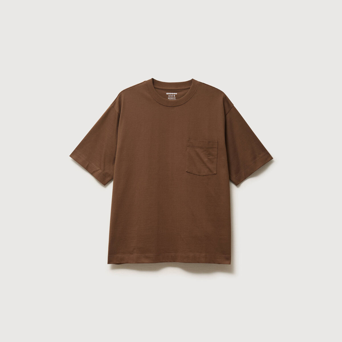 T-shirt droit en coton col ras du cou taupe homme