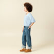 Pull col v manches 3/4 bleu ciel femme