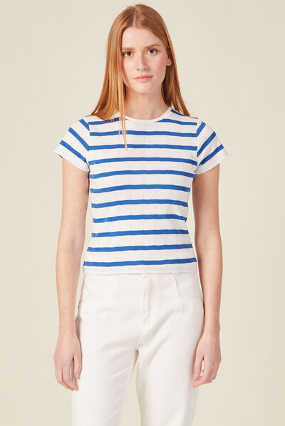 T-shirt manches courtes bleu electrique femme